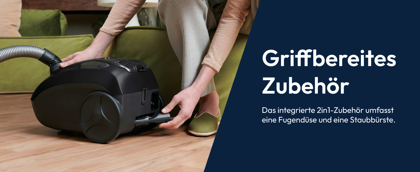 Пилголом Hoover HE2 Kompakt: потужний пилосос з мішком для твердих поверхонь та килимів, фільтр EPA, 3.5 л контейнер, аксесуари, 850 Вт, радіус дії 10 м [HE2Z10A]