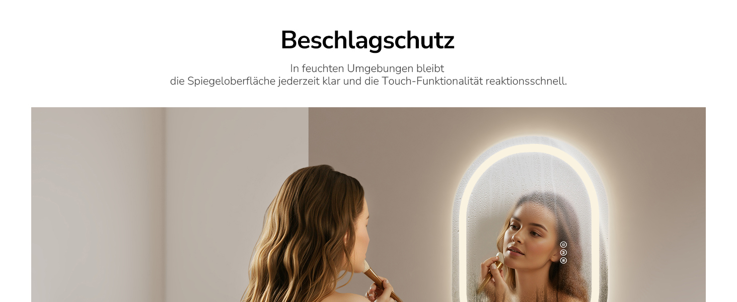 EMKE Дзеркало для ванної кімнати з підсвічуванням 50x90 см овальне з сенсорним вимикачем, 3 кольори світла, регулювання яскравості, антизапарник, функція пам'яті, автоматичне вимкнення через 3 години