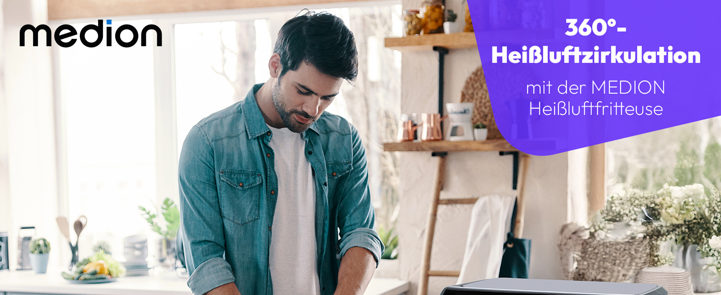 MEDION P20 XXL Фритюрниця з гарячим повітрям з 2 камерами (8,7 л, Airfryer, 2600 Вт, подвійна камера, 10 автоматичних програм, 2 висувні ящики, віконце, Dual Airfryer, ILAG PFAS-free, MD11760) матово-білий, матово-сірий