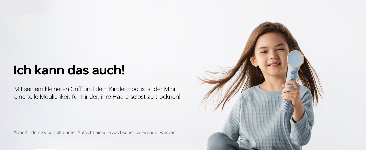 Компактний фен для волосся Laifen Mini з безщітковим двигуном (110 000 об/хв) та іонізацією, швидкий та тихий дорожній фен, синій