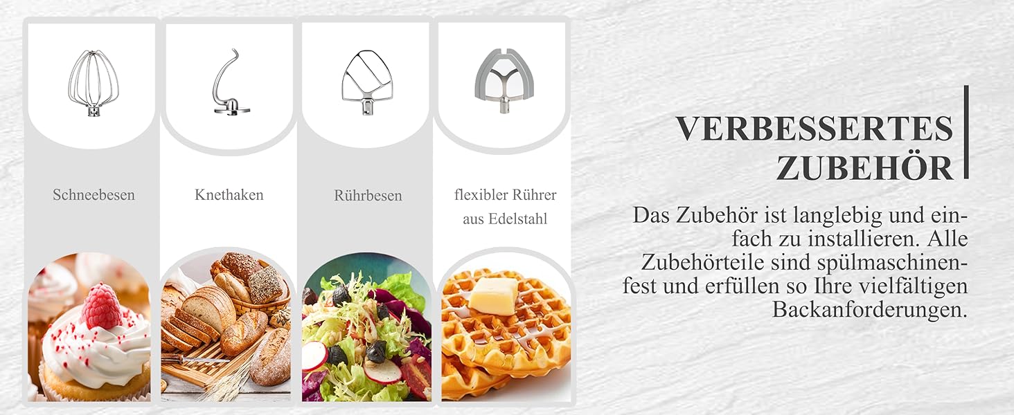 Кухонна машина 5л з місткою чашею з нержавіючої сталі, для тіста, піци, з таймером та 8 режимами. В комплекті: міксер, гак для тіста, вінчик, гнучкий вінчик. Чорний колір.