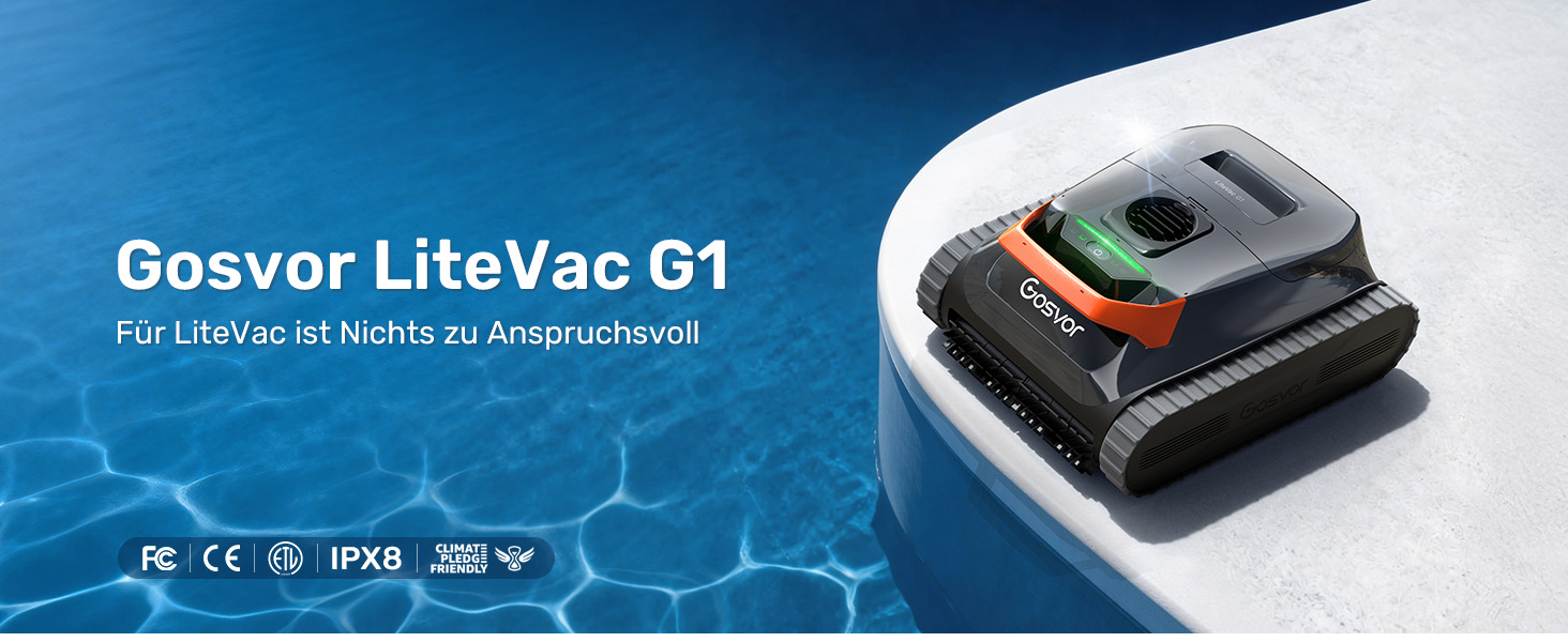 Робот-пилосос для басейну Gosvor 2026 Neu: очищення дна, стін, водної лінії, фільтр 3мкм, до 200м², помаранчевий