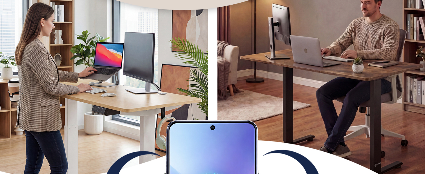 Ергономічний електричний стіл Casaria® 120x60 см з бездротовою зарядкою, USB-C/A, LCD-дисплеєм та пам'яттю (білий)