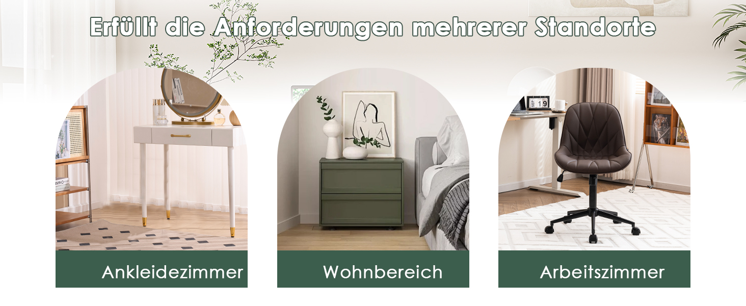 Офісний стілець YOUTASTE з візерунком листя, ергономічний, регульований по висоті, з функцією гойдання, без підлокітників, шкіряний, для дому та офісу (колір: коричневий)