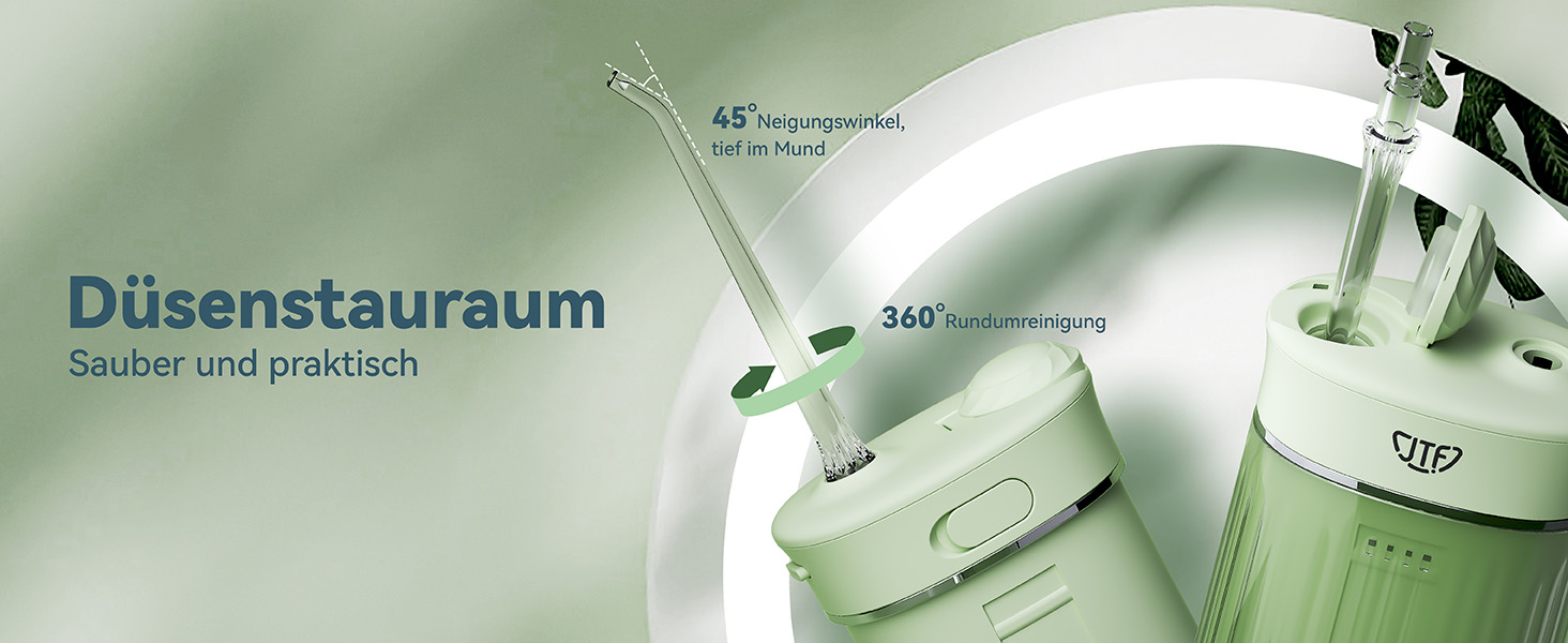 Портативний електричний іригатор для зубів JTF Munddusche Mini (зелений): 4 режими, 5 насадок, 230 мл, водонепроникний IPX7