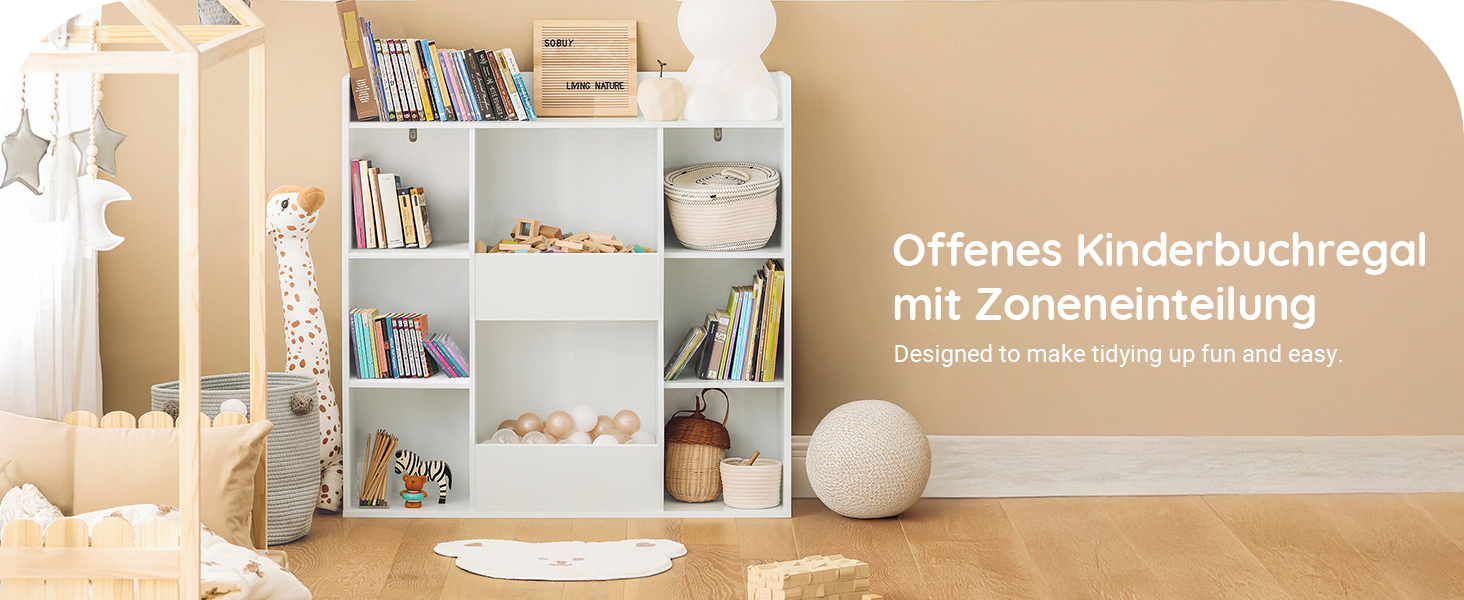 Полиця для книг SoBuy Montessori для дітей, зелена, 80x104x34 см (KMB55-K-GR)