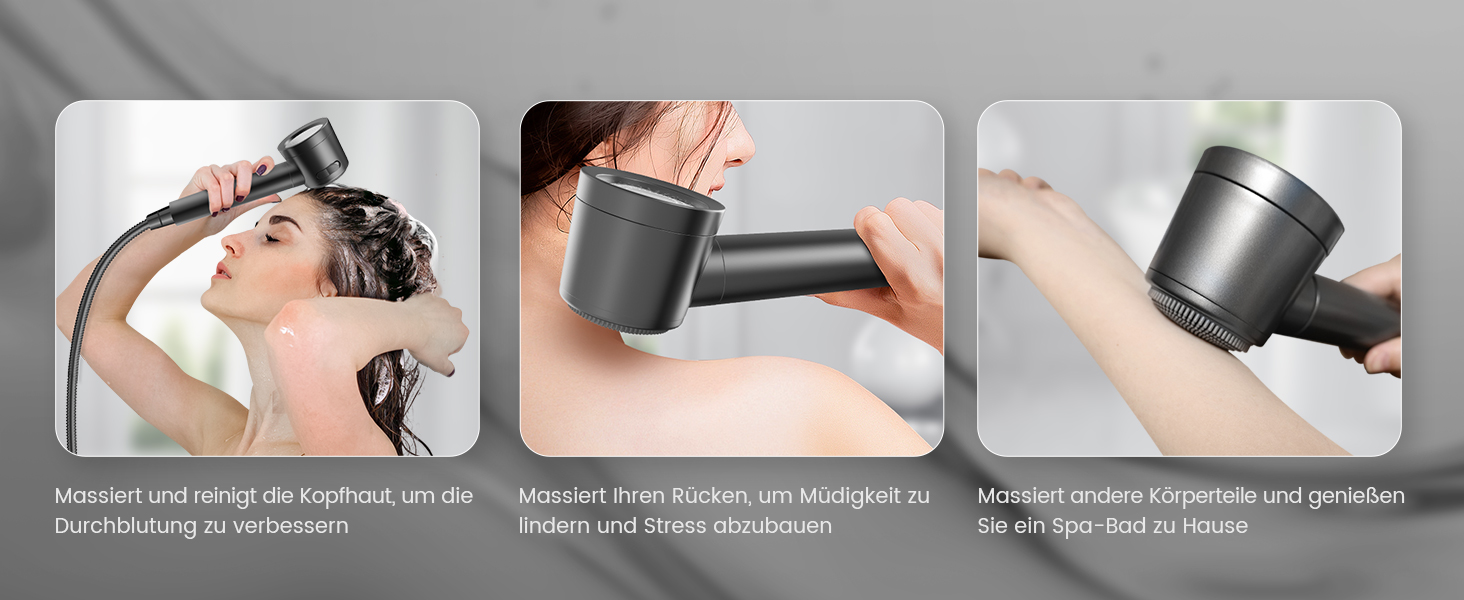 Фільтр для душу MEKO з високим тиском, ручна лійка з 15-шаровим фільтром, шланг 1,5 м, 3 режими, економія води, видаляє хлор, важку воду, важкі метали, темно-сірий