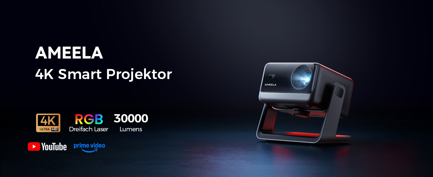 Проєктор AMEELA 1080P WiFi Bluetooth 30000 люмен: Dolby Audio, Netflix, Android/iOS/PS5