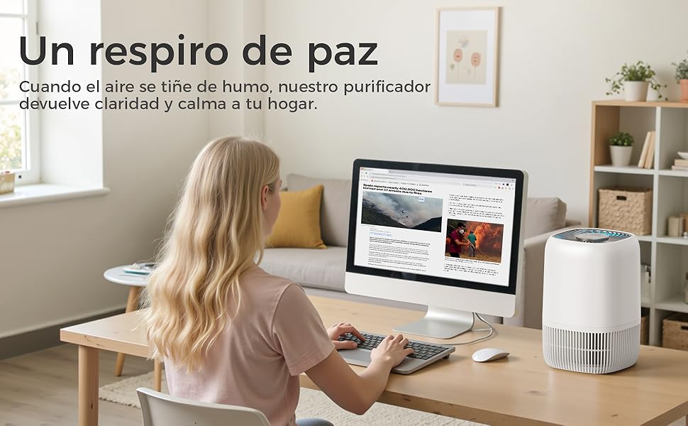Повітряочисник AROEVE з HEPA фільтром H13, 3-ступенева фільтрація, для спальні, 5W, тихий 22dB, з аромадифузором, видаляє пил, алергени, шерсть тварин, білий