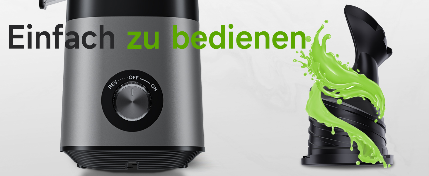 Соковитискач Kauen 350W: холодний віджим, велика подача, легке очищення (сірий)