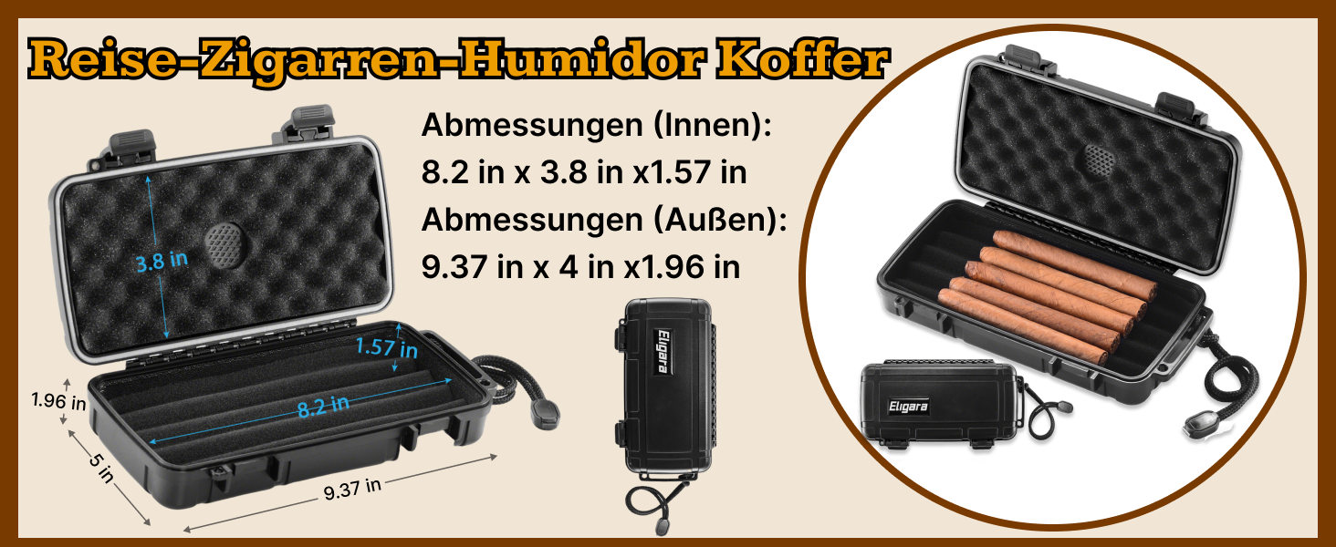 Портативний цигарковий вологозберігач-кейc для подорожей, водонепроникний, на 10 цигарок (23,8 x 12,7 x 9,6 см)