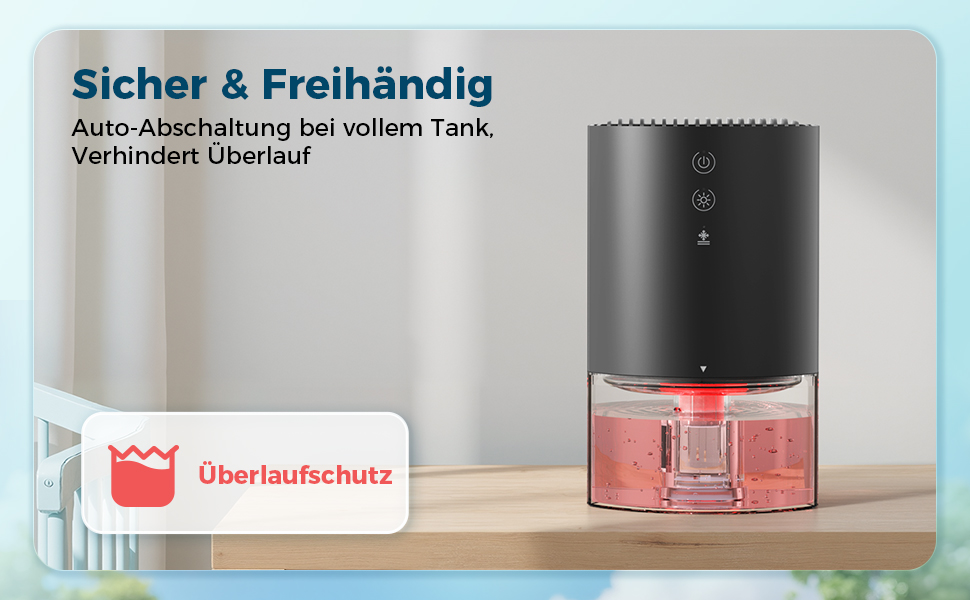 Електричний осушувач повітря AROEVE 990мл з підсвіткою 7 кольорів, автоматичне вимкнення, захист від пролиття, для дому, шафи, ванної кімнати та кухні