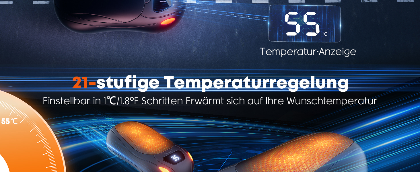 Електричний гріє для рук 2 шт. 12000 mAh з магнітним двостороннім нагріванням та цифровим дисплеєм температури та заряду батареї для відпочинку на природі/кемпінгу, чорний
