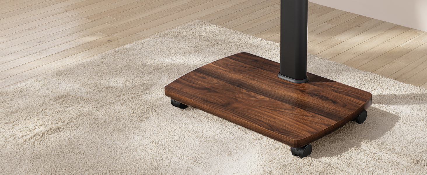 Підставка для телевізора мобільна з поличками Holzablage 32-65 дюйми, чорний/вінтажний коричневий, до 40 кг, VESA 400x400