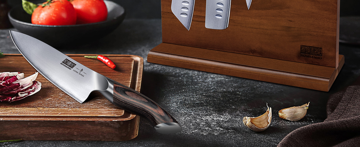 Набір кухонних ножів HOSHANHO 7 предметів: професійний японський набір з нержавіючої сталі з високим вмістом вуглецю, ультрагострі ножі з ергономічними ручками з паккавуда