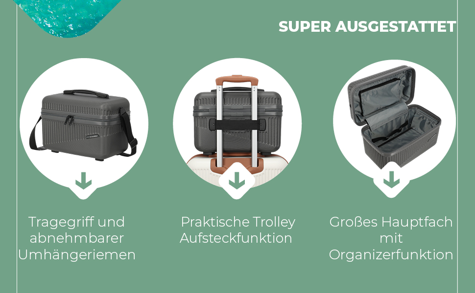 Набір валіз Travelite Bali (3 шт.): L/M/S, зелений, ABS, з TSA замком