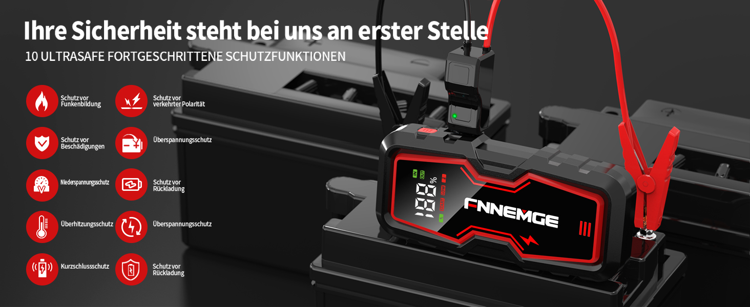 Портативний пусковий зарядний пристрій Powerbank для авто, 6000A, 12V, USB, LED, дисплей