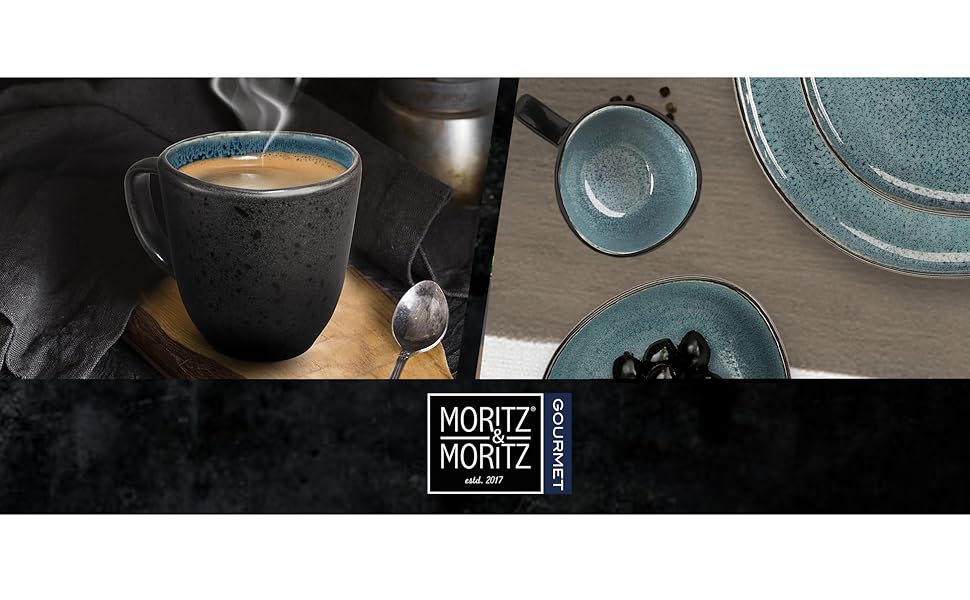 Набір керамічних чашок для кави Moritz & Moritz Organic Blue, 6 шт, синій градієнт, стійкі до миття в посудомийній машині