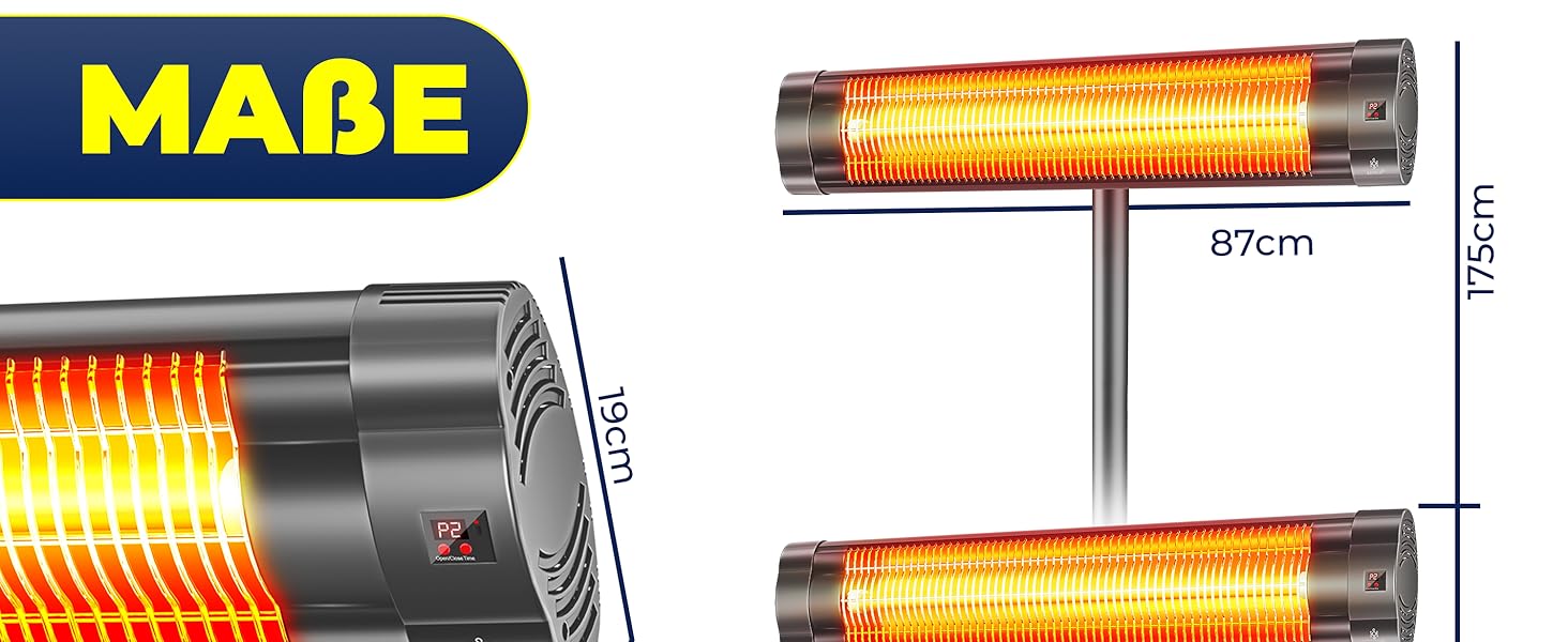 Інфрачервовий обігрівач KESSER® 2500W з захисним чохлом та телескопічним штативом – для тераси, вітальні, дачі