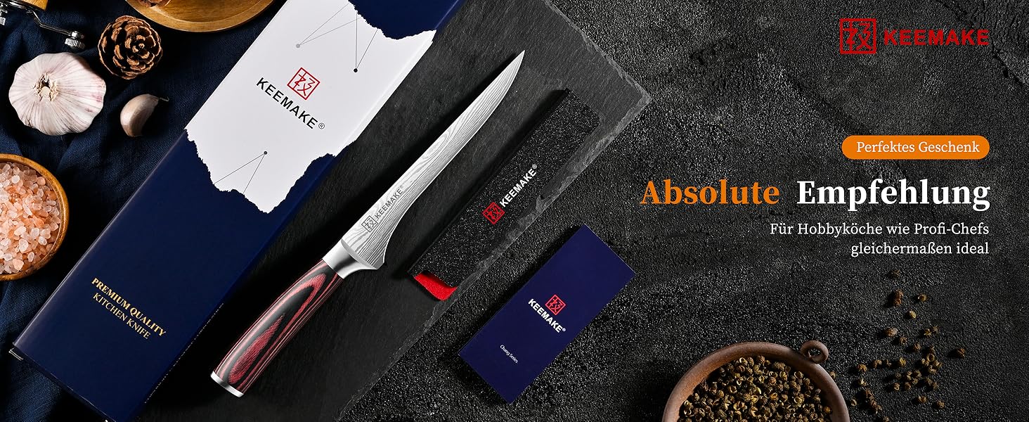 KEEMAKE Набір кухонних ножів: професійний ніж шеф-кухаря з захистом леза, універсальний ніж для м'яса, овочів та риби (15 см)