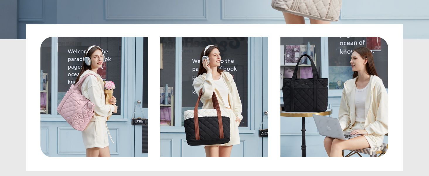 LOVEVOOK Сумка-шопер, велика, чорна (M, рожева): сумка для ноутбука 15.6