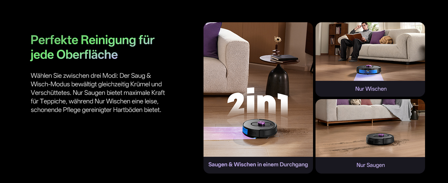 Робот-пилосос Vexilar W15 з функцією миття підлоги, бездротовий, 10000Pa, LiDAR-навігація, 180 хвилин роботи, керування через додаток та голосовий помічник