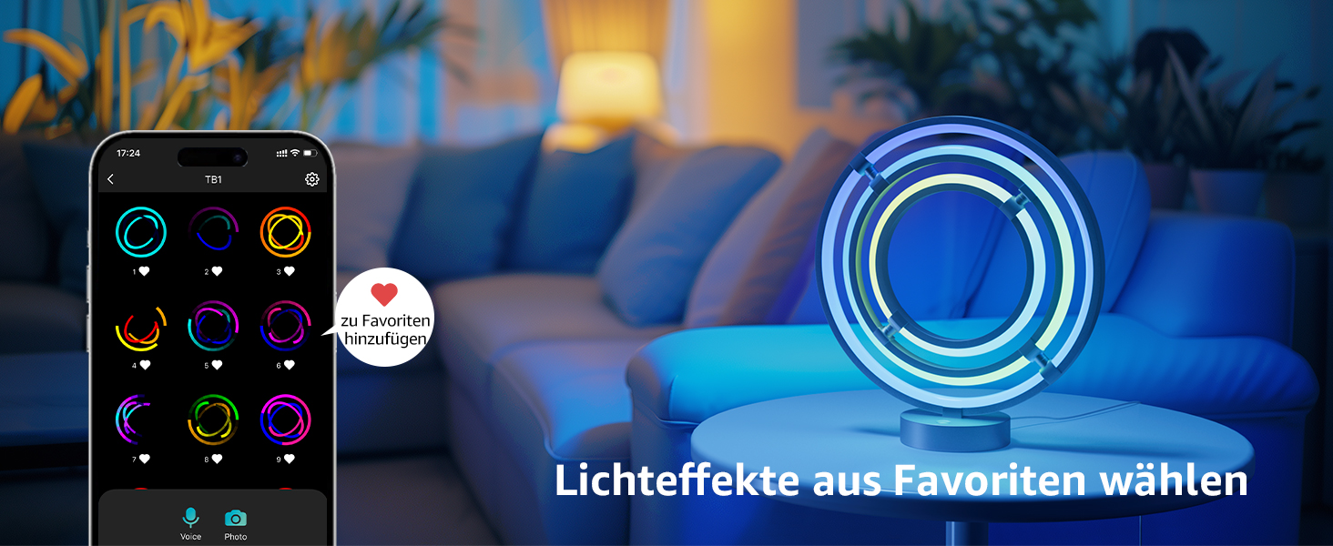 Lepro AI Розумна лампа TB2, Персоналізований світловий дизайнер на основі AI, Синхронізація з музикою/Керування через додаток, Настільна лампа з регулюванням яскравості, RGB+IC технологія, Сумісна з Alexa/Google, Без пульта керування, Ключ скрипки (Planet)