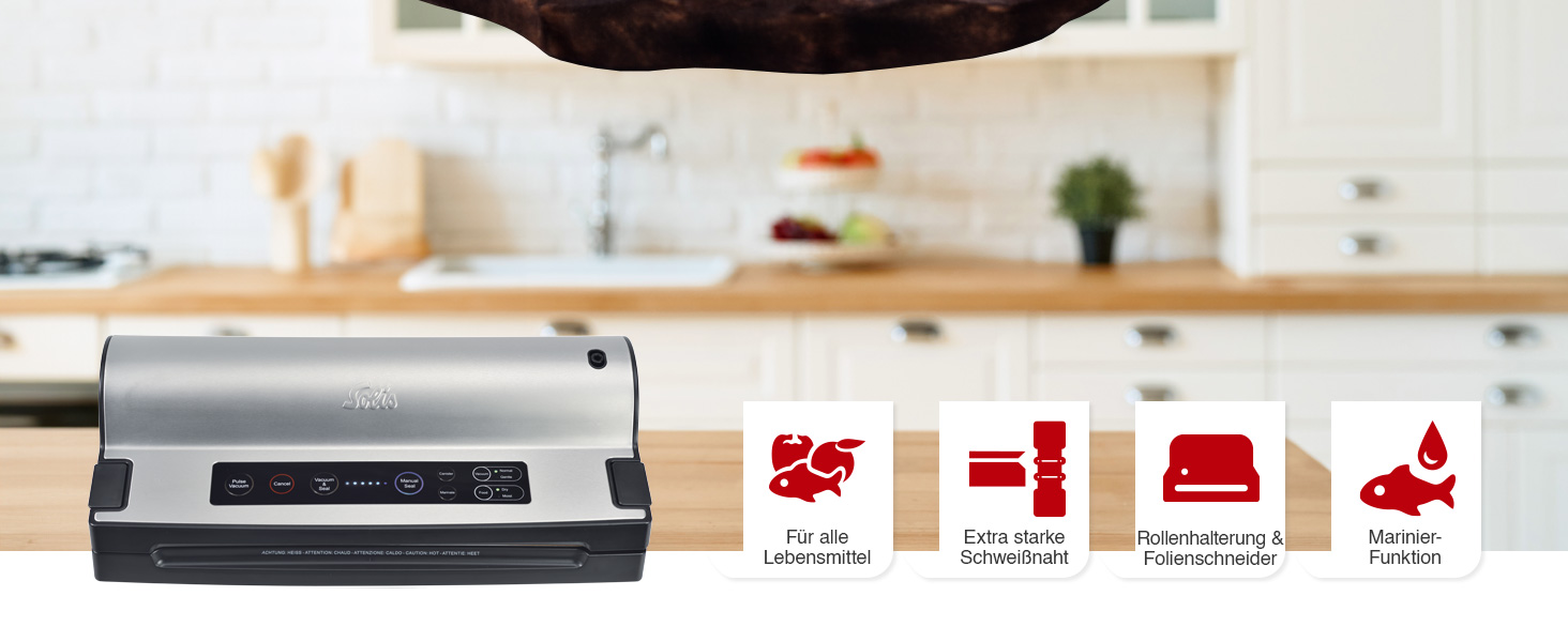 Вакууматор Solis Vac Prestige 575 для продуктів харчування з функціями імпульсної паяння та маринування