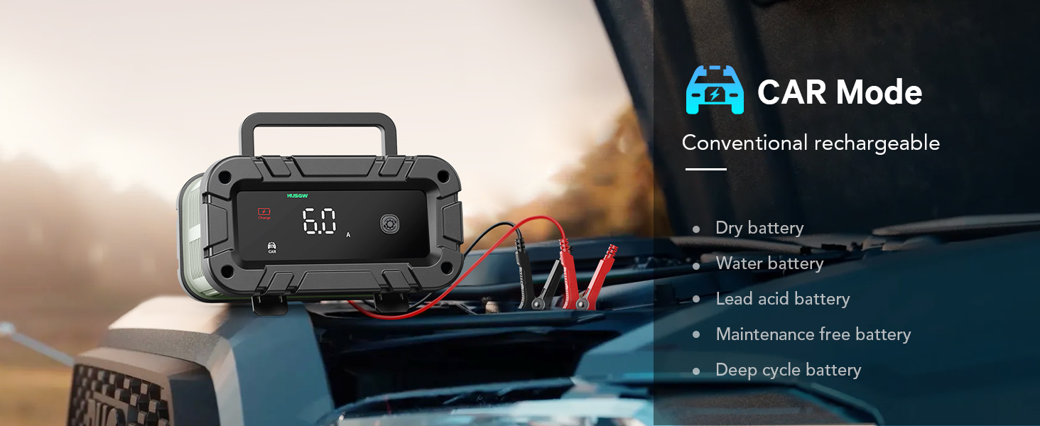 Автоматичний зарядний пристрій для акумуляторів з температурною компенсацією (6A), червоний. Підходить для авто, вантажівок, мотоциклів, газонокосарок, човнів та морських акумуляторів.