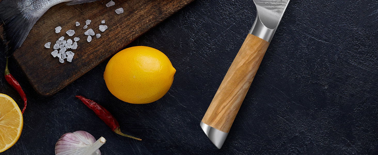 Японський ніж HOSHANHO з дамаської сталі 20 см (67 шарів), кухонний ніж для приготування їжі, гострий, з ергономічною ручкою оливкового кольору (18 см для філе)