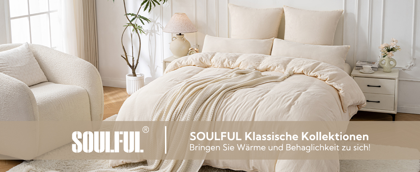 Муслінова постільна білизна SOULFUL 200x200 см, комплект 2 шт. (простирадло 135x200 см, наволочка 80x80 см), бавовна, ÖKO-TEX, застібка на блискавку, світло-бежевий