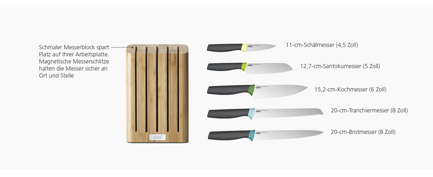 Набір ножів Joseph Joseph Elevate 5 предметів з бамбуковим підставкою