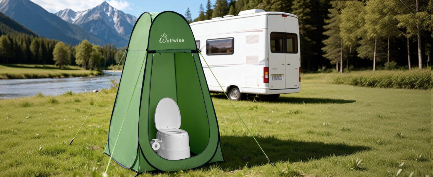 Складана душова та роздягальня палатка WolfWise для кемпінгу та пляжу, водонепроникна з UV-захистом, компактна (190x100 см), зелена