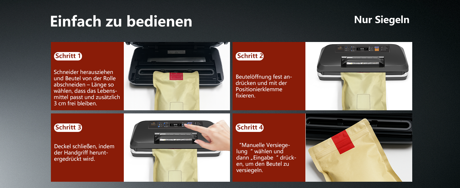 Вакууматор для продуктів 12-в-1, вакуумний пакувальник з подвійним швом, вбудованим різаком та лотком для збору рідини, 95кПа, чорний