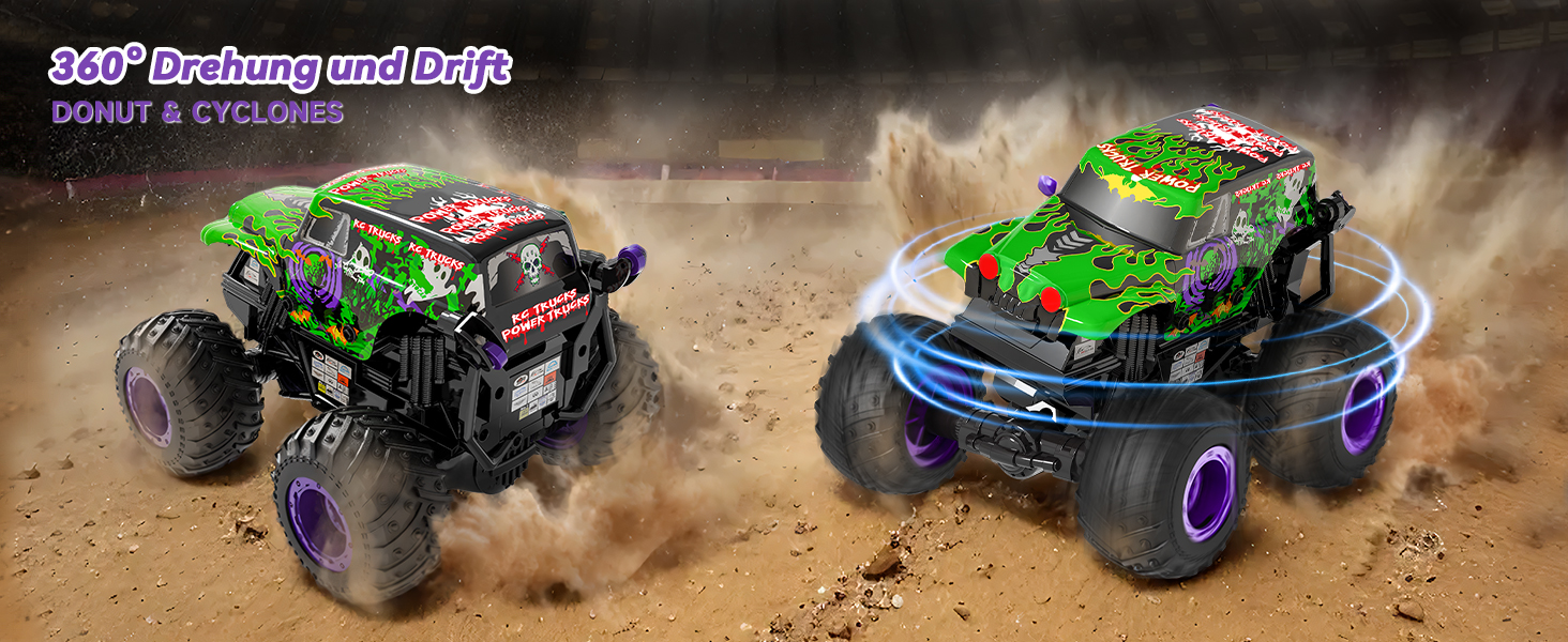 Радіокерований монстр-трак 1:20 2.4GHz, 20 км/год, зелений динозавр з підсвіткою LED та музикою для хлопчиків та дівчаток від 3 років