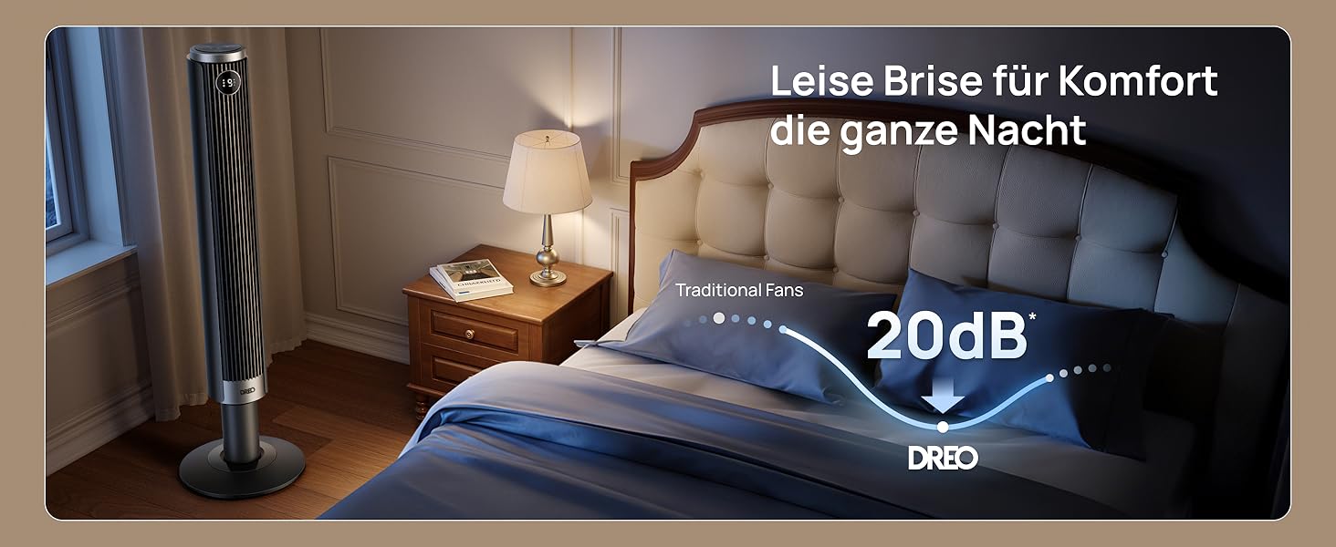 DREO Smart Tower Fan 102-114 см - Вежний вентилятор з пультом, 9 режимів, 4 режими, 90° осциляція, 12 год таймер, DC мотор, надтихий (20 дБ), для дому та офісу, чорний