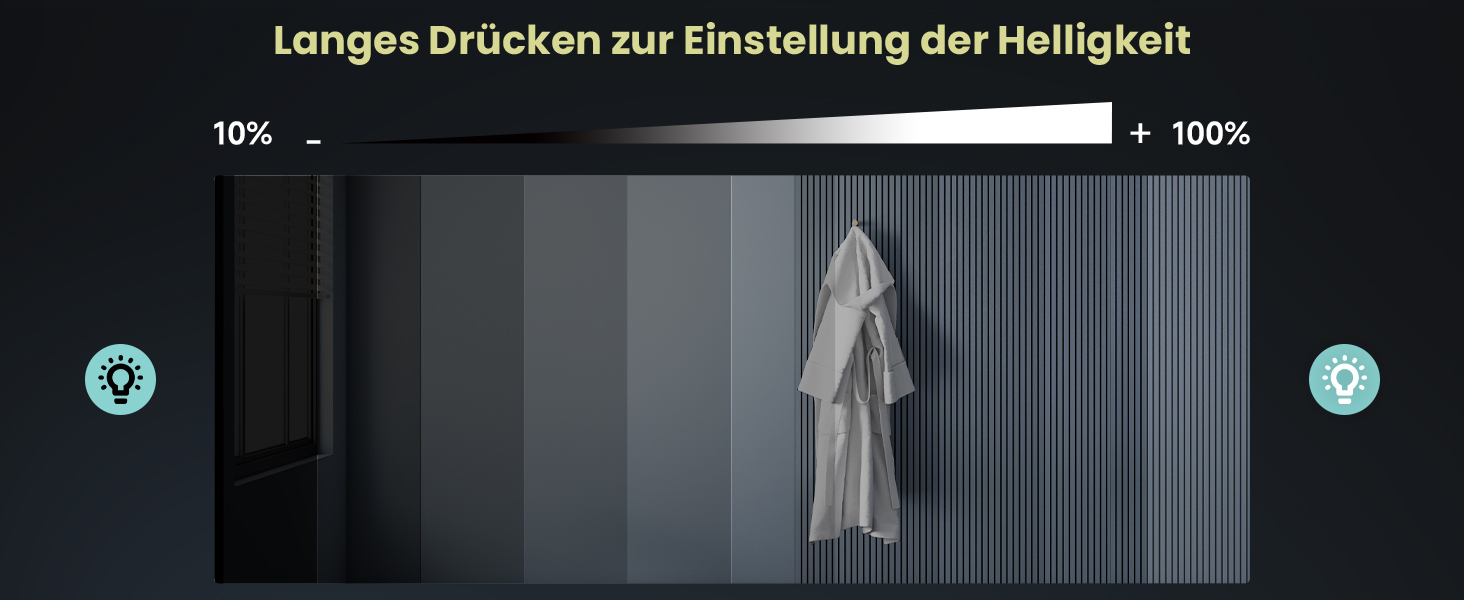 Дзеркало для ванної кімнати SONNI з підсвічуванням 80x60 см, антизапар, LED, сенсорний вимикач, колір світла: холодний/нейтральний/теплий