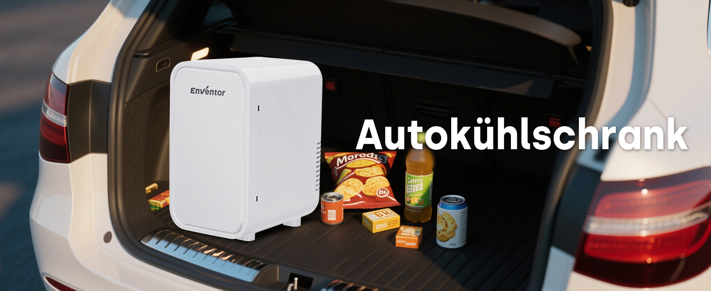 Міні-холодильник Enventor 6 л (8 банок), портативний охолоджувач та підігрівач, живлення AC/DC 12V для авто, спальні, косметики та напоїв, білий