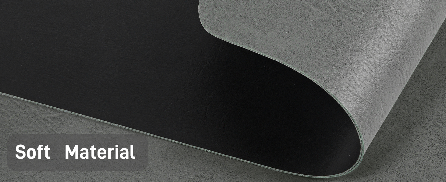 Набір підставок під тарілки 6 шт, неслизькі, миючіся, з штучної шкіри, 40 x 30 см (сірий/чорний)