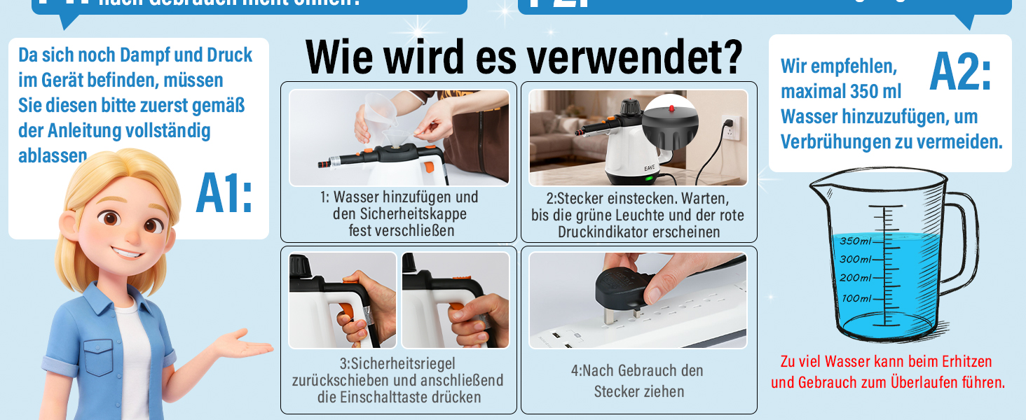 Портативний пароочисник 110°C: ефективне очищення, універсальний пристрій з 10 насадками та 5м кабелем. Ідеально для диванів, килимів, швів та видалення жиру. Колір: білий