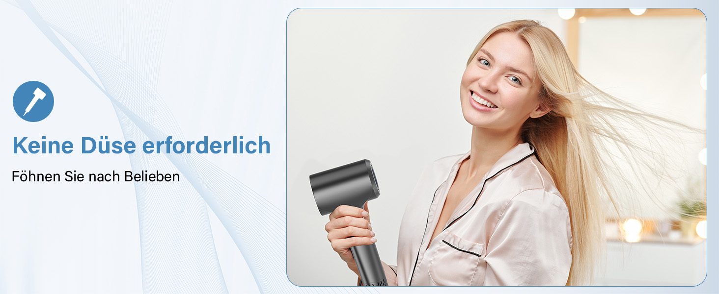 Професійний фен для волосся з дифузором, безщітковий мотор 110 000 об/хв, 400 млн плазмових іонів, низький рівень шуму 57дБ, сірий