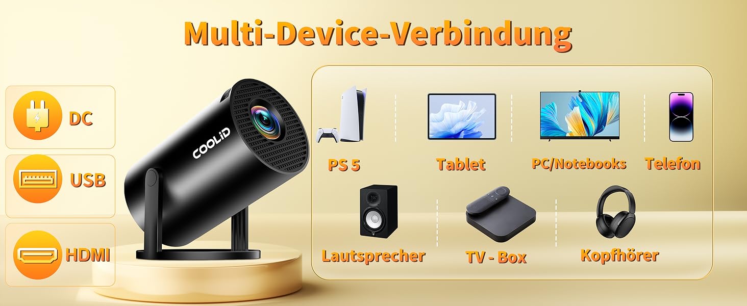 Портативний проєктор Mini Beamer 4K Full HD з Wi-Fi 6, Bluetooth 5.4 та автоматичною корекцією трапецеїдальних спотворень. Підтримка 4K, Full HD, 1080P. Сумісний з TV Stick, USB, Laptop, PC. В комплекті миша та пульт дистанційного керування. Чорний колір.