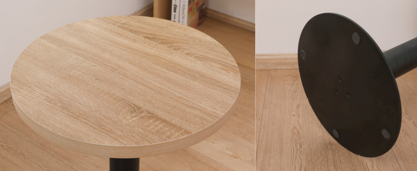 Кухонний стіл Mingone 80x80 см з дерев'яною стільницею та металевими ніжками. Квадратний стіл для кухні, вітальні, балкону або їдальні. Розміри: 80x80x75 см. Зі стилізованою під дуб стільницею.