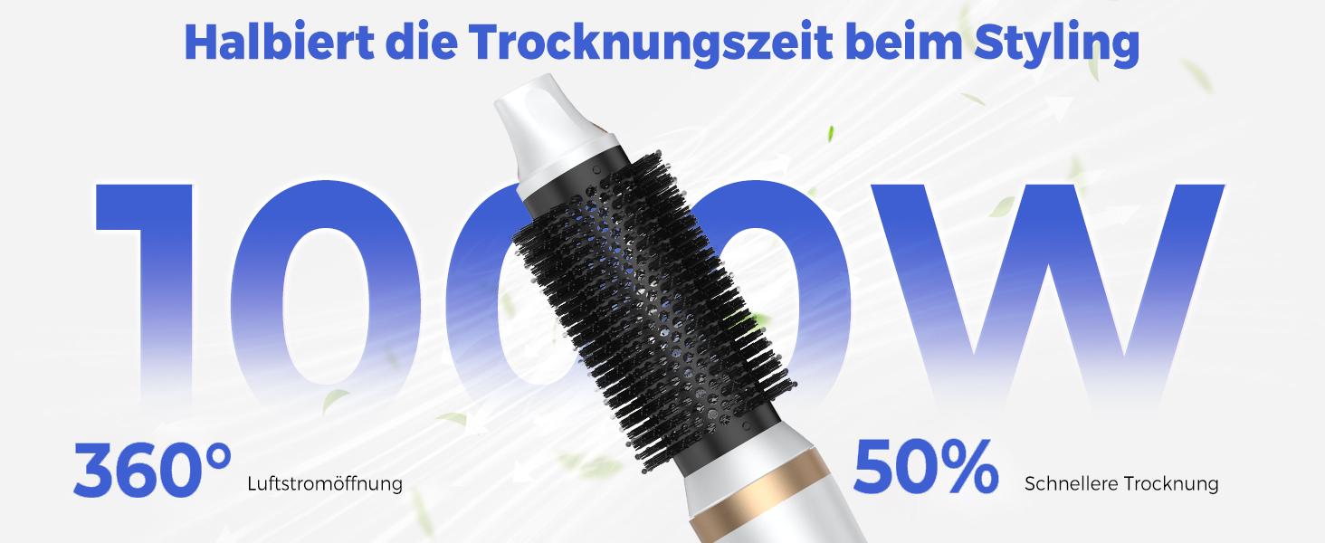 UMIGA Airstyler 5-в-1: Фен-щітка, випрямляч, плойка, об'ємна щітка для волосся 1000W, 3 режими нагріву, рожево-білий