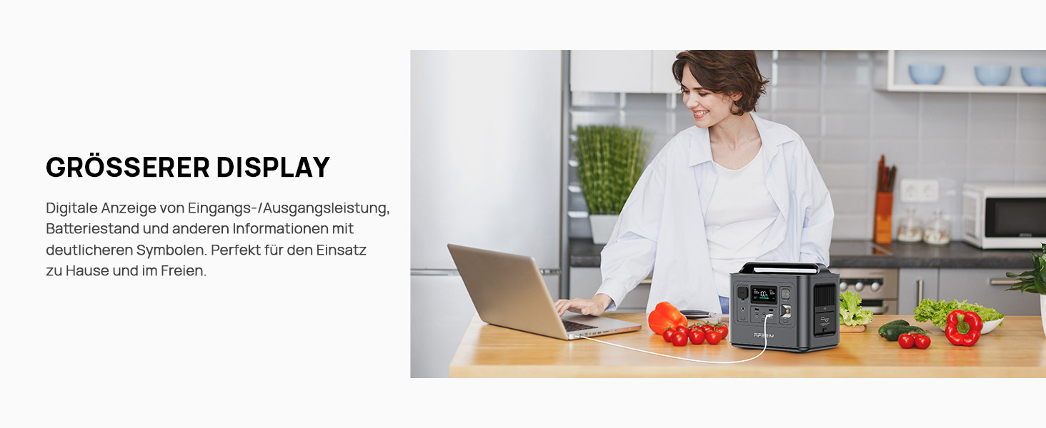 Портативна електростанція AFERIY, ємність 512 Wh, номінальна потужність 230 W