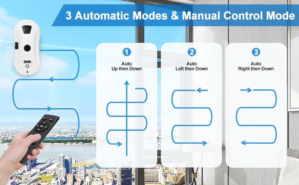 Робот для миття вікон Umelee з функцією розпилення води, 2800 Па, 10 мікрофібрових серветок, для внутрішніх та зовнішніх вікон