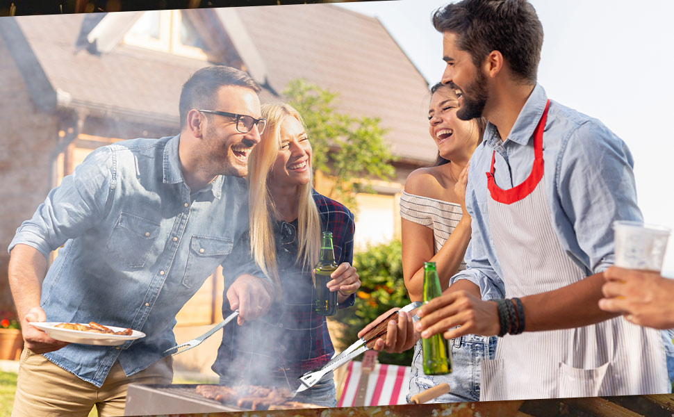 Набір гриль-посуду, 12 предметів, нержавіюча сталь, з кейсом, довговічні інструменти для гриля, кемпінгу, професійний набір для чоловіків та жінок