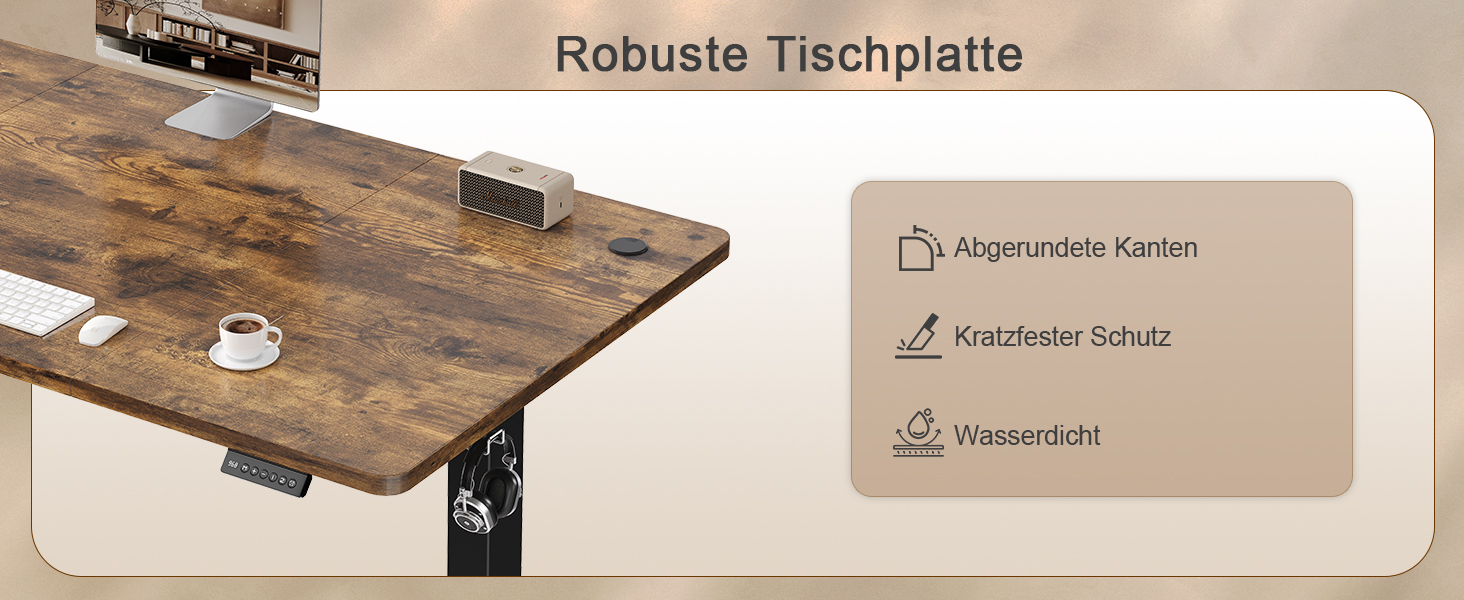 Електричний стіл JUMMICO з USB-портом, 160 x 70 см, регулювання висоти, стоячий/сидячий, коричневий