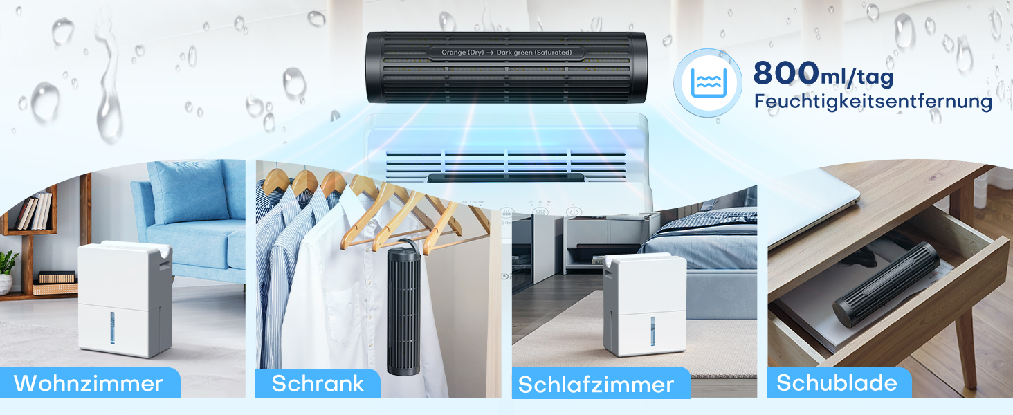 Електричний осушувач повітря 2700 мл для дому, потужний та тихий, 800 мл/день, для кімнат до 20 м², нічний режим, таймер, автоматичне відтавання