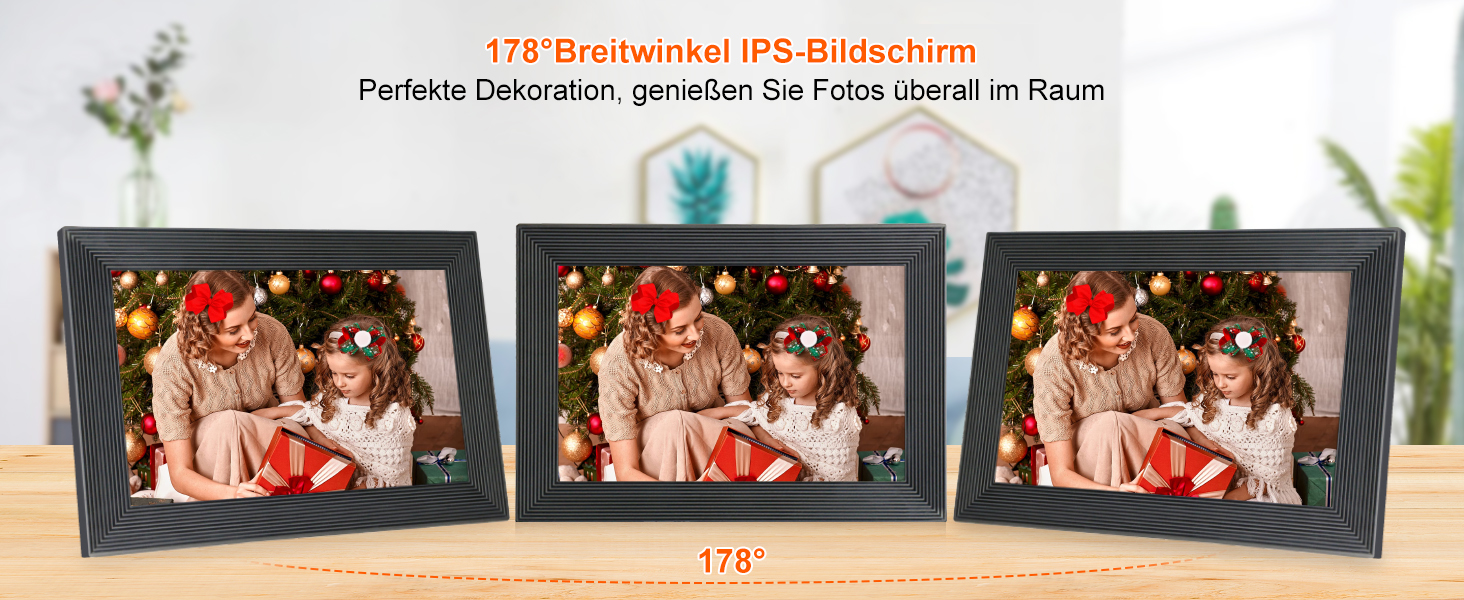 Цифровий фоторамка Frameo WLAN, 10.1 дюйми, LCD сенсорний екран 1280x800, 32GB, автоматичне обертання, підключення Wi-Fi, сумісний з додатком Frameo